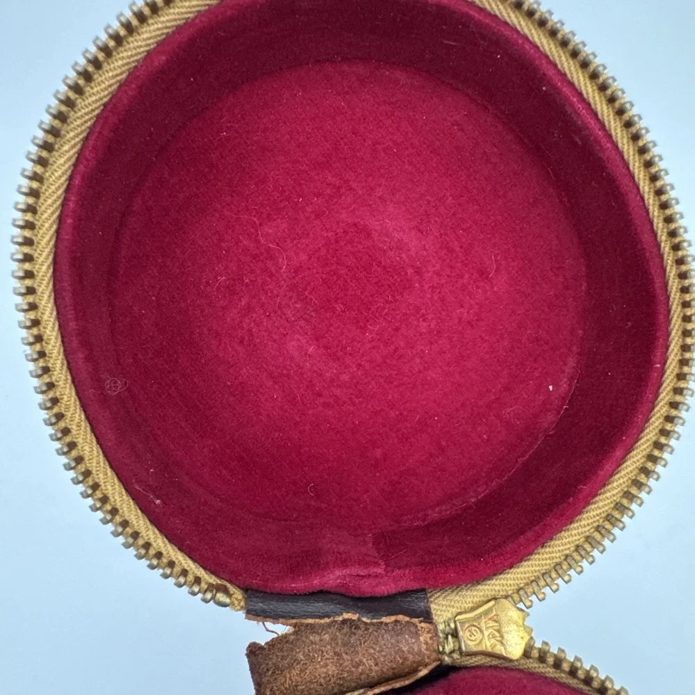 Unbranded Brown Leather Hard Lens Case 3.5 X 7